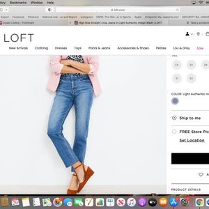 Loft The Straight Crop High Rise Jean Petite Inseam Size 27